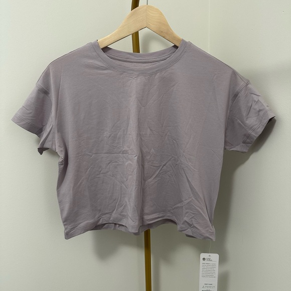 Pima Cotton Short Sleeves Cropped Crew Neck - Picture 3 of 4